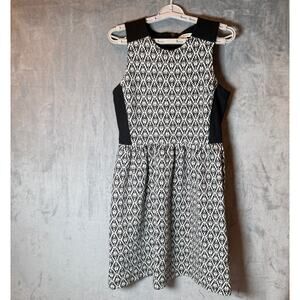 Madewell Black White Ikat Fit & Flare Dress Sleeveless Size Small preppy